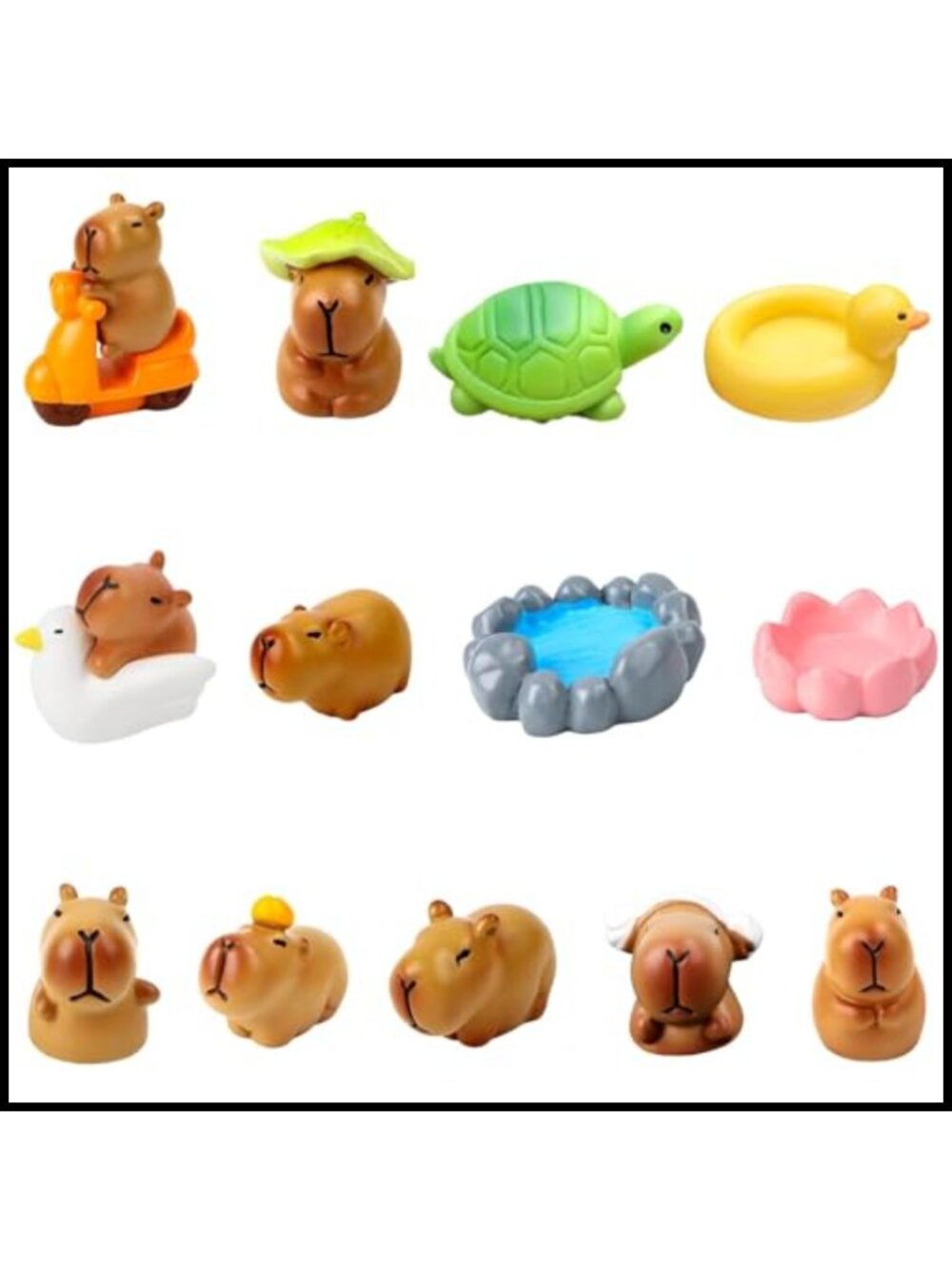 Mini Resin Capybara Figurines 13 Pc Collectible Tiny Animal Toys DIY Crafts